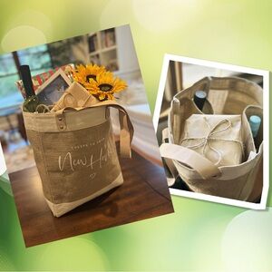 Eco-Chic Jute Wine Tote w/Leather Straps